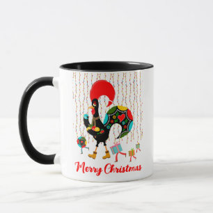 Taza Luces de navidad, baubles, regalos y Rooster