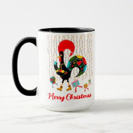 Taza Luces de navidad, baubles, regalos y Rooster