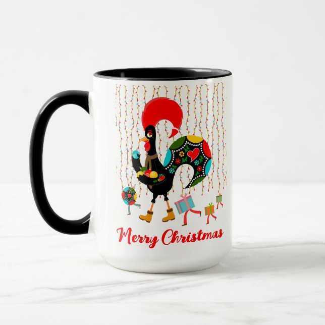 Taza Luces de navidad, baubles, regalos y Rooster (Izquierda)
