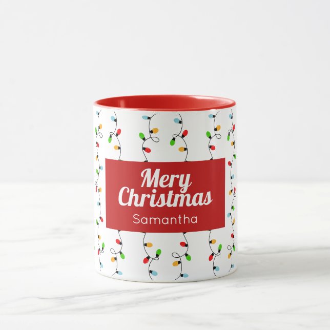 Taza Luces Navideñas Simples Rojas Bombillas (Centro)