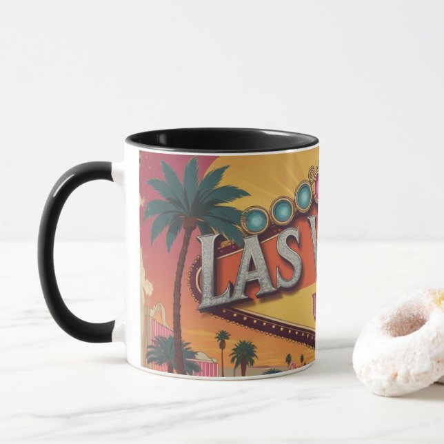 Taza Luces Retro de Las Vegas (Con donut)