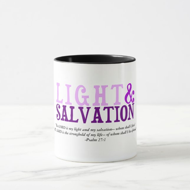 Taza LUCES Y SALVACIÓN Cristianas Verso de las Escritur (Centro)