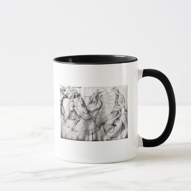 Taza Luche entre los guerreros y un dragón, c.1450 (Derecha)