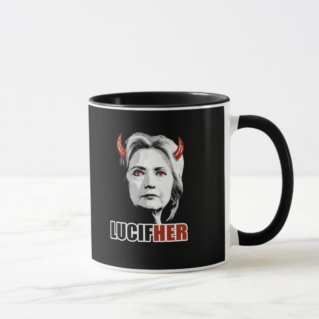 Taza Lucifher - Hillary es Lucifer - Anti-Hillary - (Derecha)