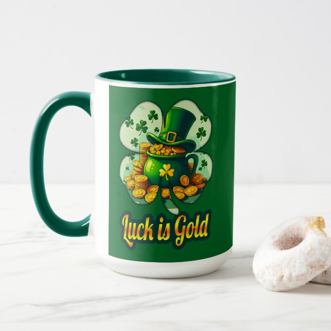 Taza Luck Is Gold St Patrick’s Day - caneca (Con donut)