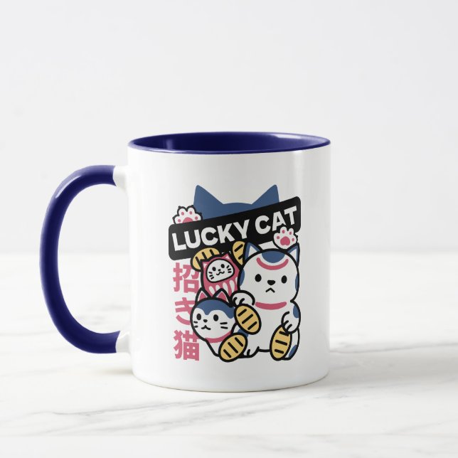 Taza Lucky Cat Maneki Neko – Japanese Fortune Cat  (Izquierda)