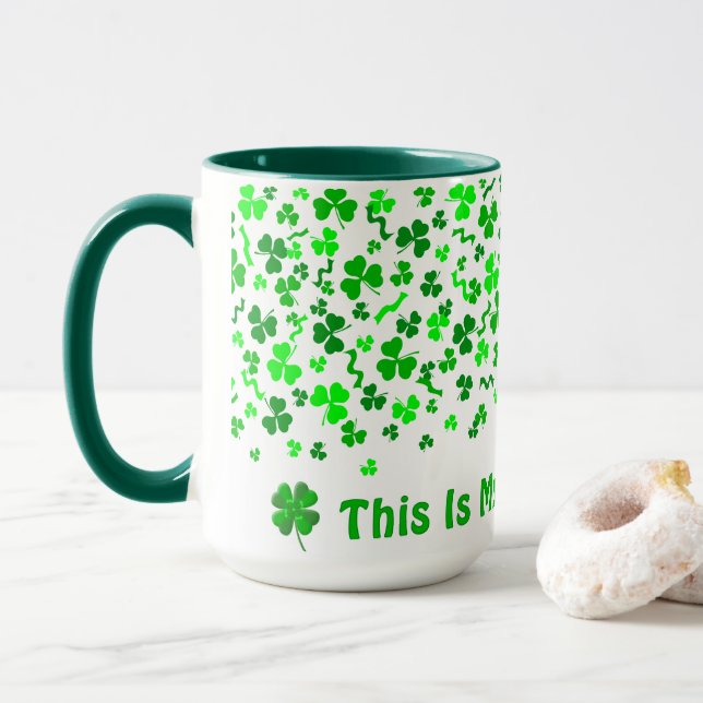 Taza Lucky Day Shamrocks Four Leaf Clover Personalized  (Con donut)