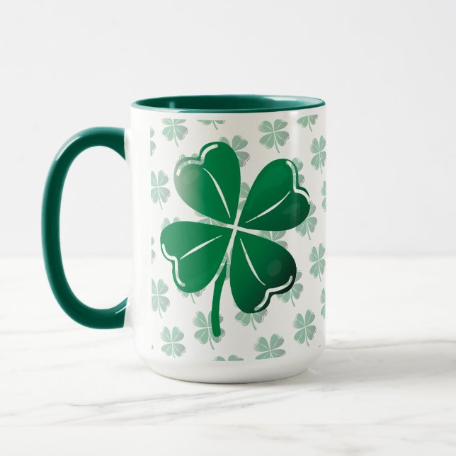 Taza Lucky Four Leaf Clover Irish Shamrock Pattern Golf (Izquierda)