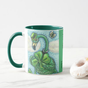 Taza Lucky Irish Flamingo ST. EL DÍA DE PATRICK MUG gre