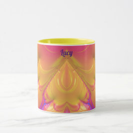 Taza LUCY ~ Zany 3D ~ Azul amarillo rosado ~ 3D Mug