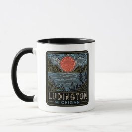 Taza Ludington Michigan Neon Rótulo Cup Coffee Mug