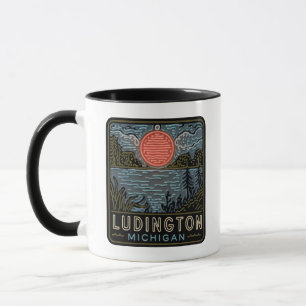 Taza Ludington Michigan Neon Rótulo Cup Coffee Mug