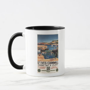 Taza Lugar del puerto con el ferrocarril Chica y Gulls