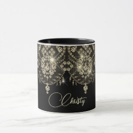 Taza Lugar negro y dorado elegante