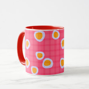 Taza Lugares divertidos sobre un fondo a cuadros rosa c