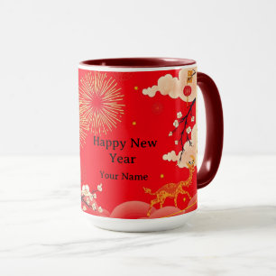 Taza Lujo Dorado Ornate Fuego y Estética Carmesí