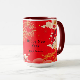 Taza Lujo Dorado Ornate Fuego y Estética Carmesí