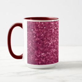 Taza Lujo Glam Purpurina Rosa Maroon Combo Mug