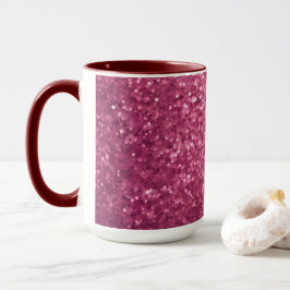 Taza Lujo Glam Purpurina Rosa Maroon Combo Mug