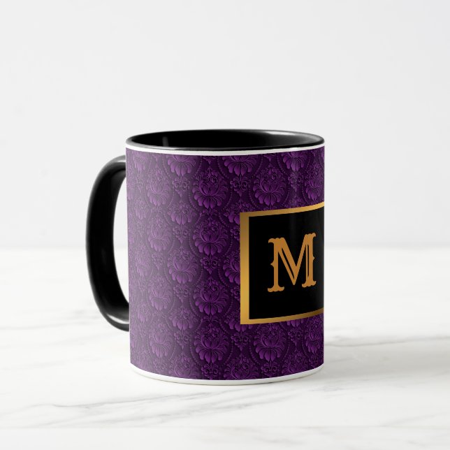 Taza Lujo Monogramado Purple Floral Mug (Anverso izquierdo)