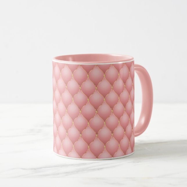 Taza Lujo Rubor Rosa Rosa Gold Diamond Tufted Mugs (Anverso derecho)
