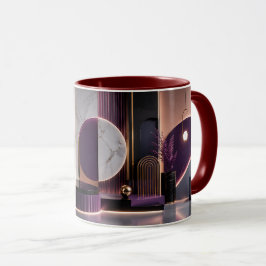 Taza Lujoso Geométrico Abstracto Rico Púrpura y Oro