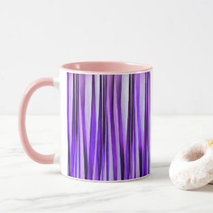 Taza Lujoso Patrón de Rayas de Lila, Púrpura y Plata