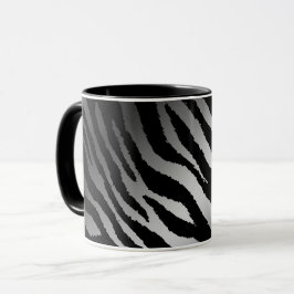 Taza Lujoso Zebra Moderna Línea Negra Plata