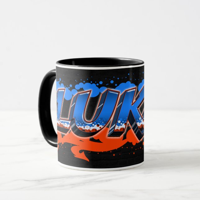 Taza Lukas Vorname Name Graffiti blue orange Tasse (Anverso izquierdo)