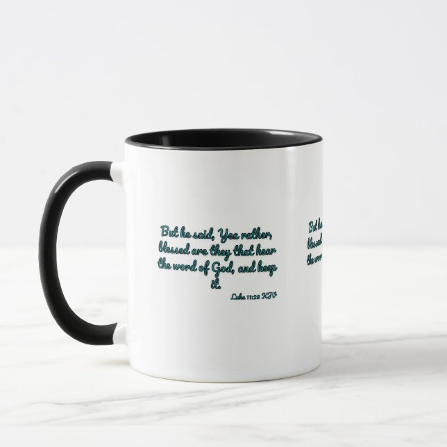 Taza Luke 11:28 KJV Biblia Verse Two-Tone Mug (Izquierda)