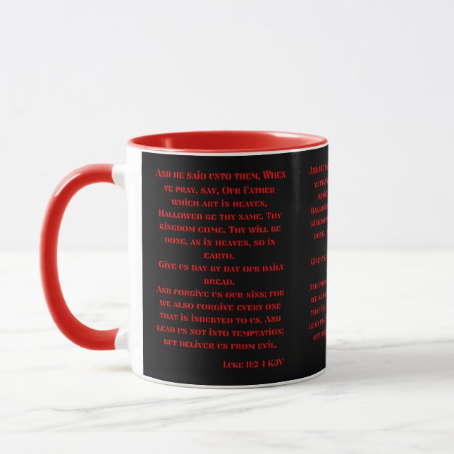 Taza Luke 11:2-4 Escritura De Biblia De KJV De Dos Tone (Izquierda)