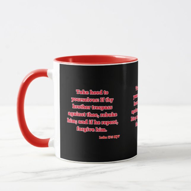 Taza Luke 17:3 KJV Biblia Scripture de dos tonos (Izquierda)