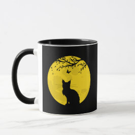 Taza Luna amarilla de gato negro