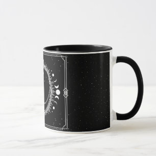 Taza Luna creciente con Sol y Estrellas Blanco y Negro