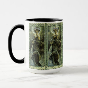 Taza Luna de Art Nouveau de época de Alphonse Mucha