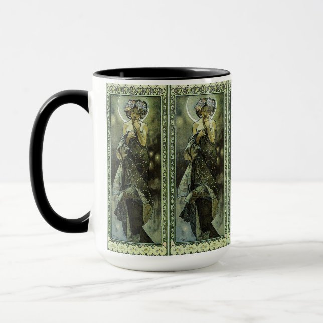 Taza Luna de Art Nouveau de época de Alphonse Mucha (Izquierda)