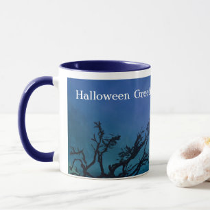 Taza Luna de Halloween de noche en tonos azules y verde