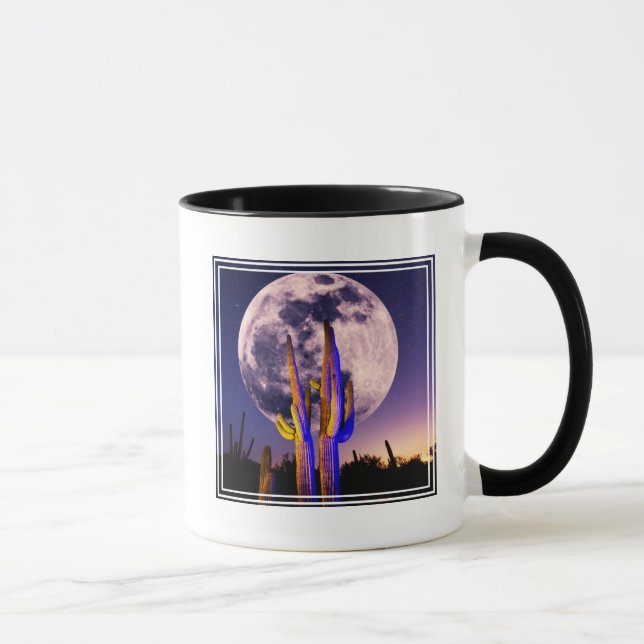 Taza Luna Llena Sobre Cactus Saguaro (Derecha)