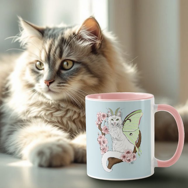 Taza Luna Luna Verde Gato Blanco (Subido por el creador)