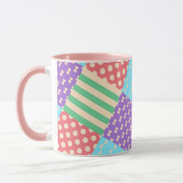 Taza Lunares de lazo a cuadros geométricos pastel