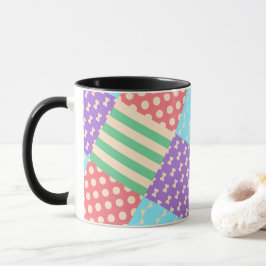 Taza Lunares de lazo a cuadros geométricos pastel
