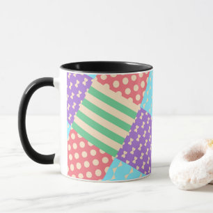 Taza Lunares de lazo a cuadros geométricos pastel