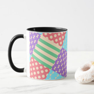 Taza Lunares de lazo a cuadros geométricos pastel