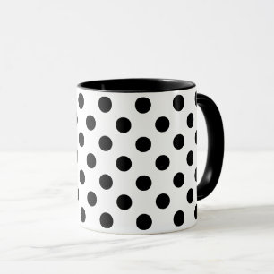 Taza Lunares de mediados de siglo negro sobre blanco