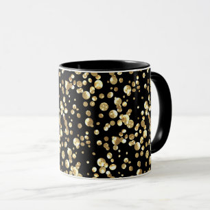 Taza Lunares dorados sobre fondo negro .