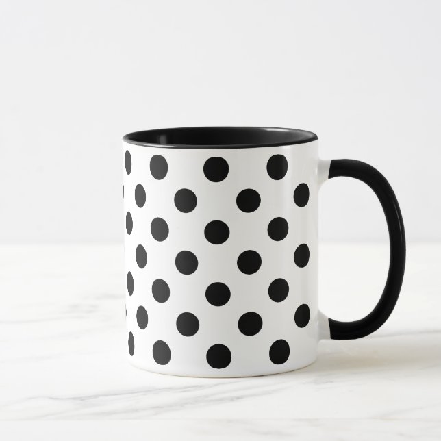 Taza Lunares Negros sobre Fondo Blanco (Derecha)