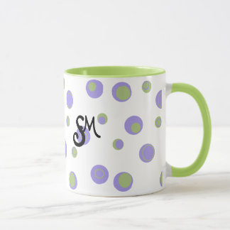 Taza Lunares verdes púrpuras cones monograma