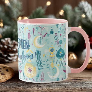 Taza Lunas y linternas boho chic en turquesa y dorado