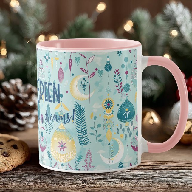 Taza Lunas y linternas boho chic en turquesa y dorado (Subido por el creador)