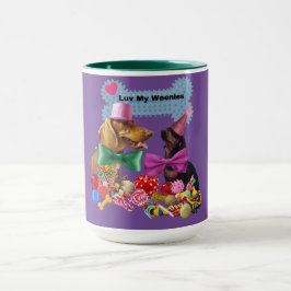 Taza Luv My Weenies Purple/Green Coffee Mug
